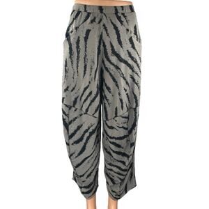 MxM Gray Zebra Animal Print Wide Leg High Waist Palazzo Harem Trousers Pants M